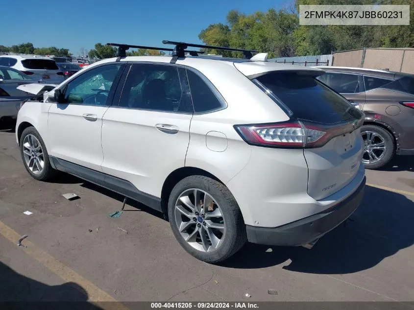 2018 Ford Edge Titanium VIN: 2FMPK4K87JBB60231 Lot: 40415205