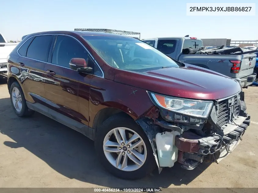 2018 Ford Edge Sel VIN: 2FMPK3J9XJBB86827 Lot: 40456234