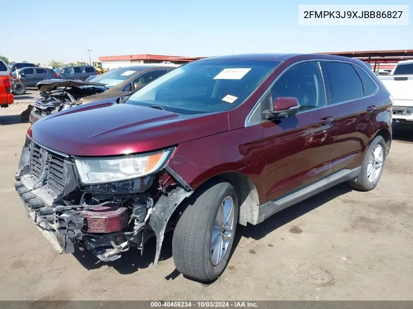 2018 Ford Edge Sel VIN: 2FMPK3J9XJBB86827 Lot: 40456234