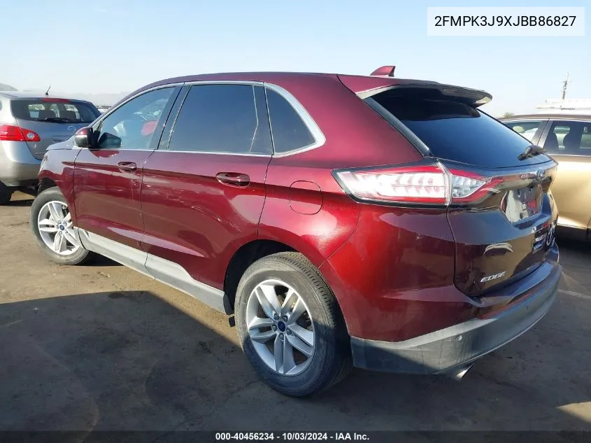 2018 Ford Edge Sel VIN: 2FMPK3J9XJBB86827 Lot: 40456234