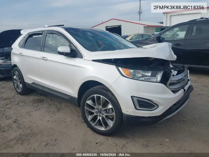 2018 Ford Edge Titanium VIN: 2FMPK3K88JBC18356 Lot: 40508320