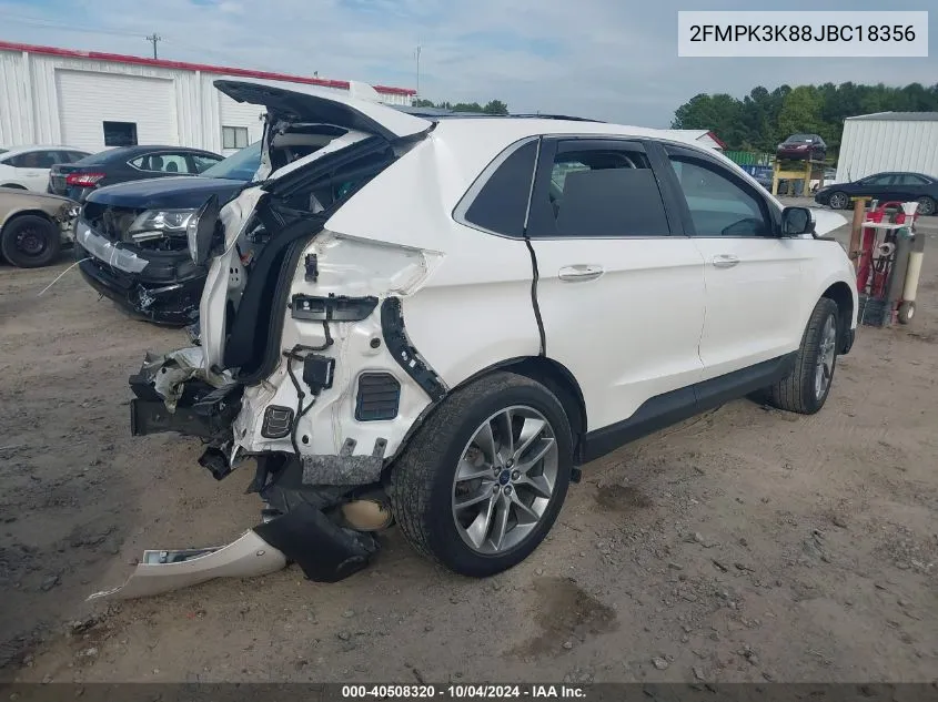 2018 Ford Edge Titanium VIN: 2FMPK3K88JBC18356 Lot: 40508320