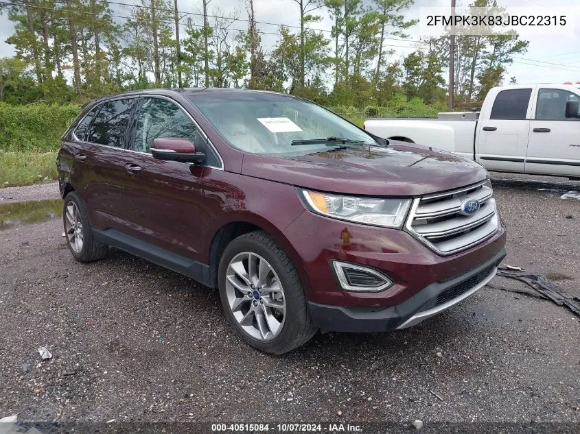 2018 Ford Edge Titanium VIN: 2FMPK3K83JBC22315 Lot: 40515084