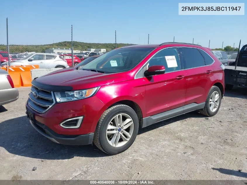 2018 Ford Edge Sel VIN: 2FMPK3J85JBC11947 Lot: 40540008