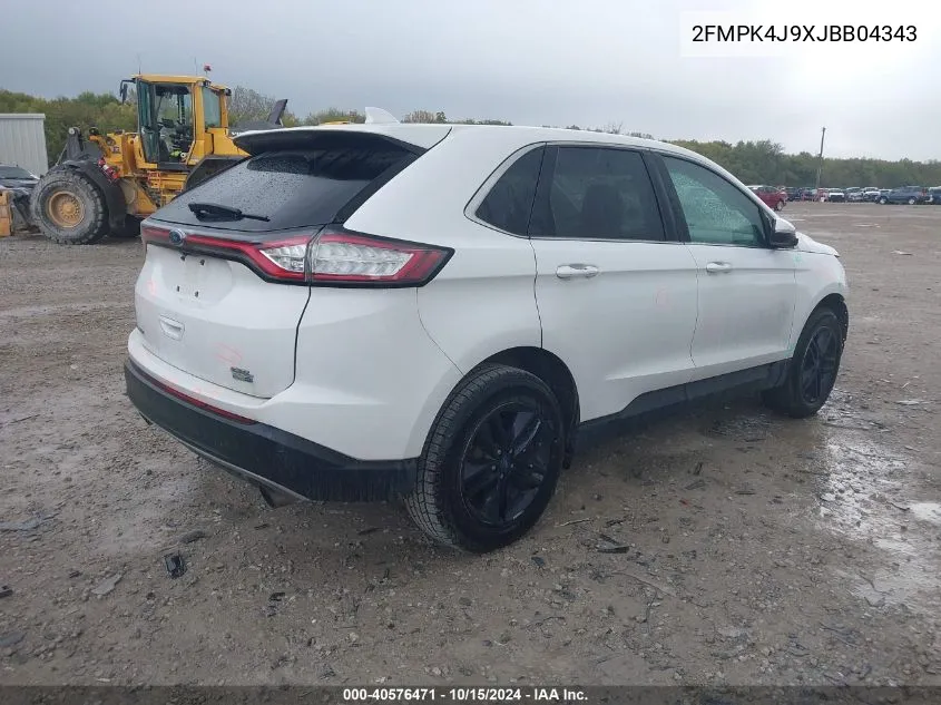 2018 Ford Edge Sel VIN: 2FMPK4J9XJBB04343 Lot: 40576471