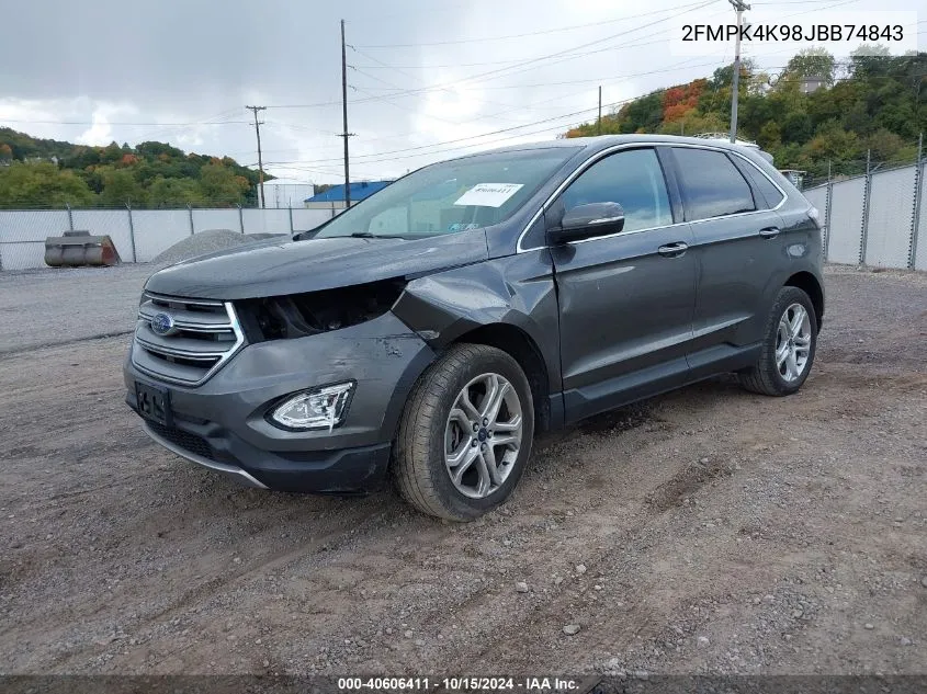 2018 Ford Edge Titanium VIN: 2FMPK4K98JBB74843 Lot: 40606411