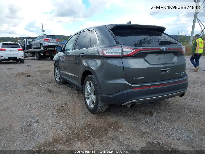 2018 Ford Edge Titanium VIN: 2FMPK4K98JBB74843 Lot: 40606411