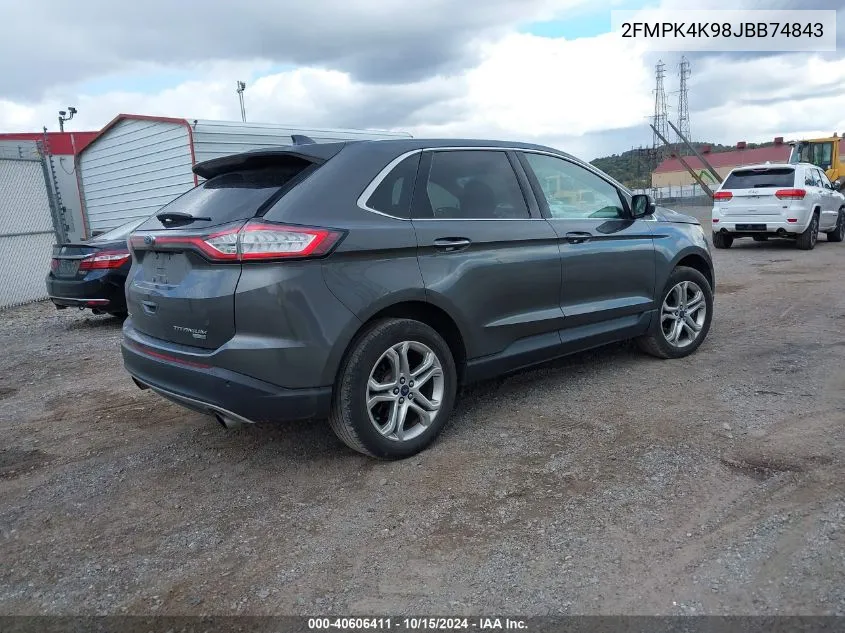 2018 Ford Edge Titanium VIN: 2FMPK4K98JBB74843 Lot: 40606411