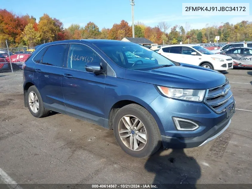 2018 Ford Edge Sel VIN: 2FMPK4J91JBC34172 Lot: 40614567