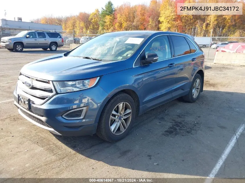 2018 Ford Edge Sel VIN: 2FMPK4J91JBC34172 Lot: 40614567