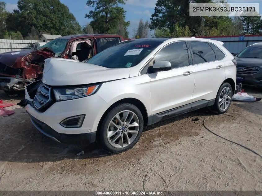 2018 Ford Edge Titanium VIN: 2FMPK3K93JBC35171 Lot: 40688911