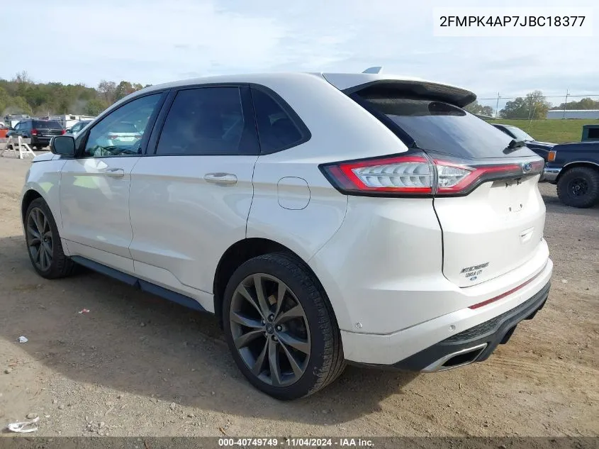 2018 Ford Edge Sport VIN: 2FMPK4AP7JBC18377 Lot: 40749749