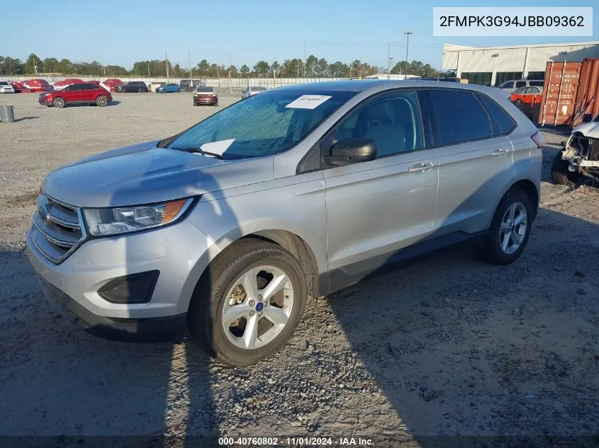 2018 Ford Edge Se VIN: 2FMPK3G94JBB09362 Lot: 40760802