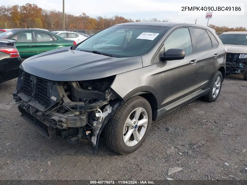 2018 Ford Edge Se VIN: 2FMPK4G90JBC49186 Lot: 40776073