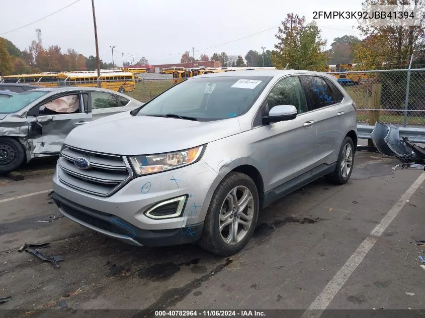 2018 Ford Edge Titanium VIN: 2FMPK3K92JBB41394 Lot: 40782964