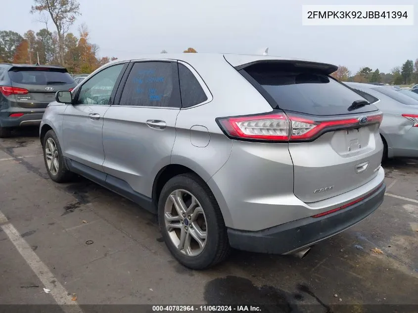 2018 Ford Edge Titanium VIN: 2FMPK3K92JBB41394 Lot: 40782964