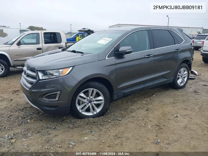 2018 Ford Edge Sel VIN: 2FMPK3J80JBB09181 Lot: 40793498