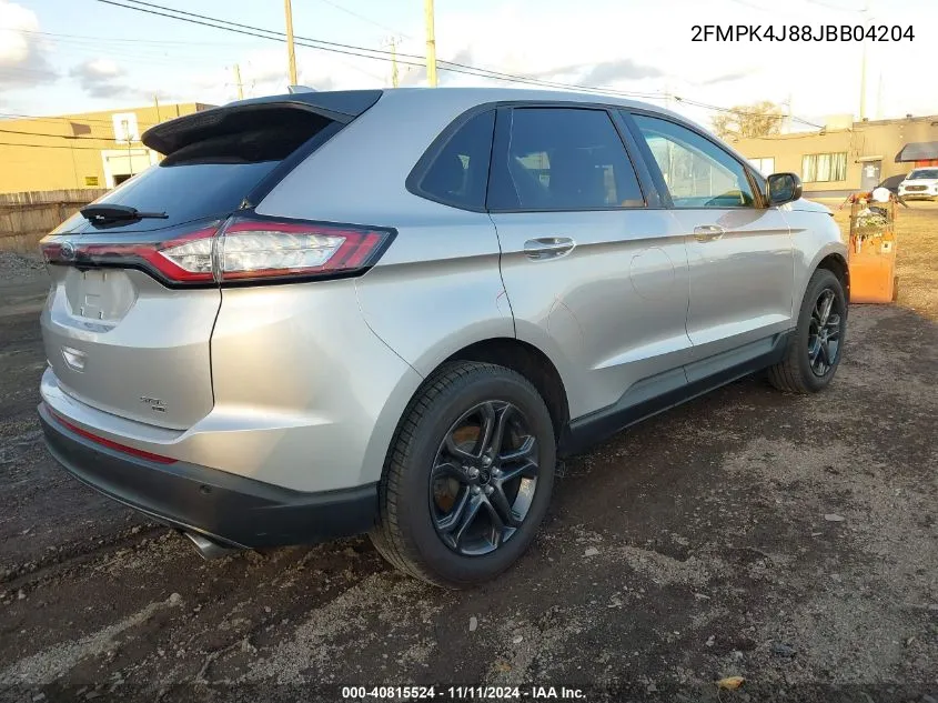 2018 Ford Edge Sel VIN: 2FMPK4J88JBB04204 Lot: 40815524