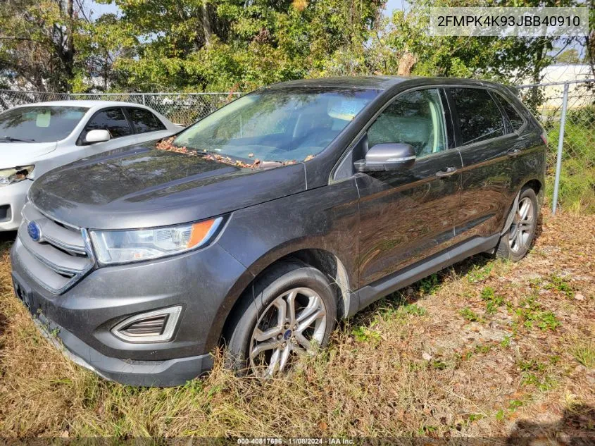 2018 Ford Edge VIN: 2FMPK4K93JBB40910 Lot: 40817696