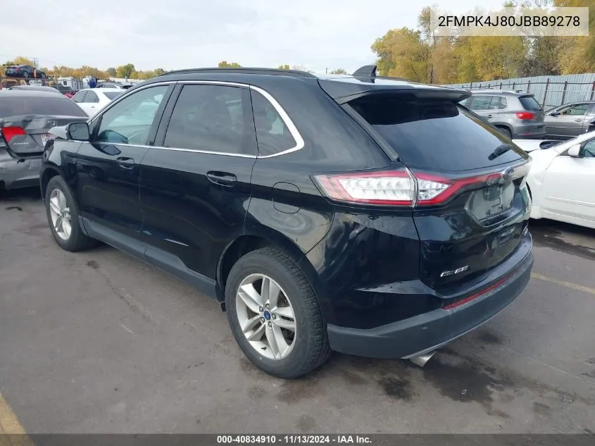 2018 Ford Edge Sel VIN: 2FMPK4J80JBB89278 Lot: 40834910