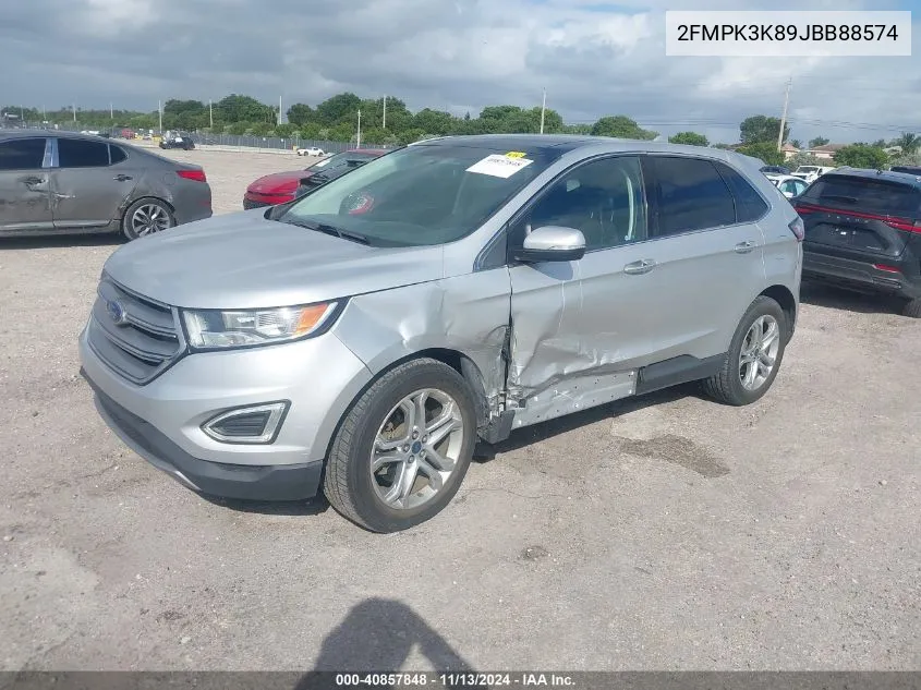 2018 Ford Edge Titanium VIN: 2FMPK3K89JBB88574 Lot: 40857848