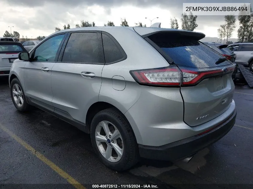 2018 Ford Edge Se VIN: 2FMPK3G9XJBB86494 Lot: 40872512