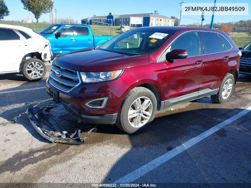 2018 Ford Edge Sel VIN: 2FMPK4J82JBB49509 Lot: 40898232