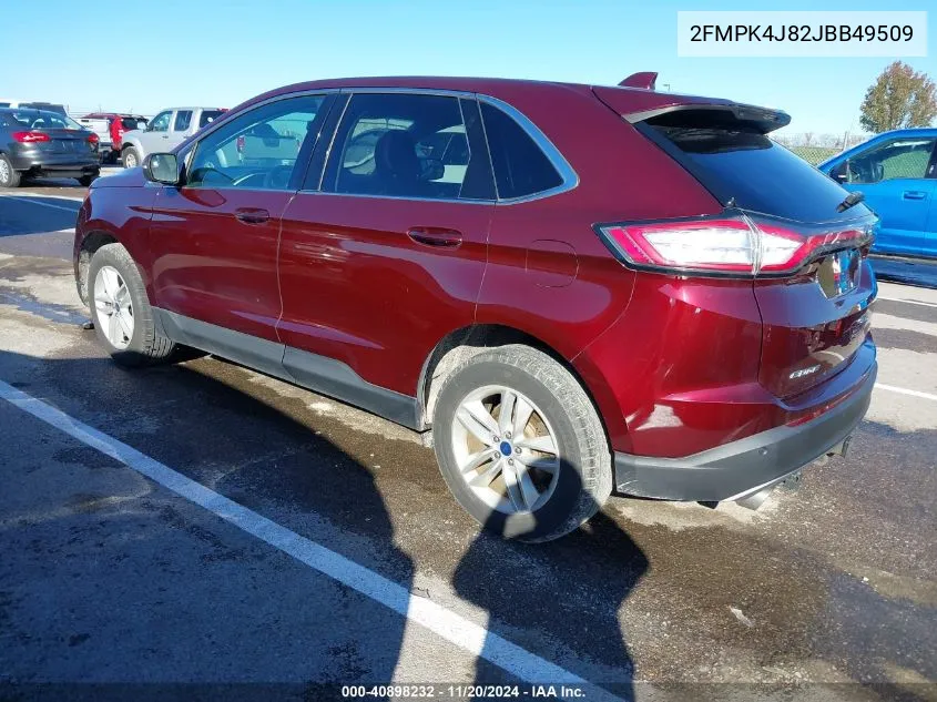 2018 Ford Edge Sel VIN: 2FMPK4J82JBB49509 Lot: 40898232