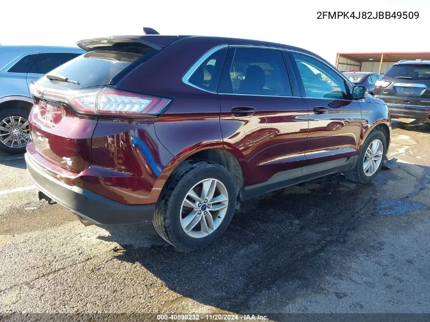 2018 Ford Edge Sel VIN: 2FMPK4J82JBB49509 Lot: 40898232