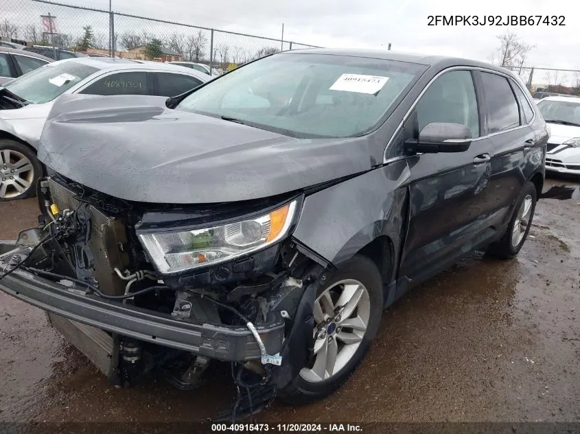 2018 Ford Edge Sel VIN: 2FMPK3J92JBB67432 Lot: 40915473