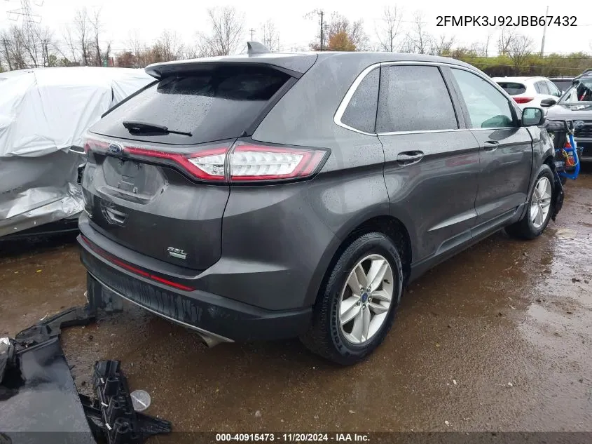 2018 Ford Edge Sel VIN: 2FMPK3J92JBB67432 Lot: 40915473