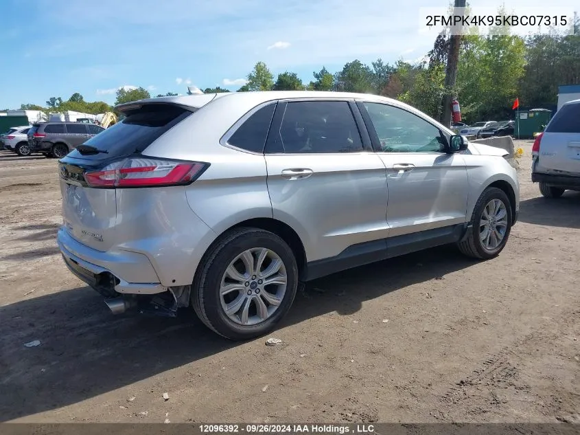 2019 Ford Edge Titanium VIN: 2FMPK4K95KBC07315 Lot: 12096392