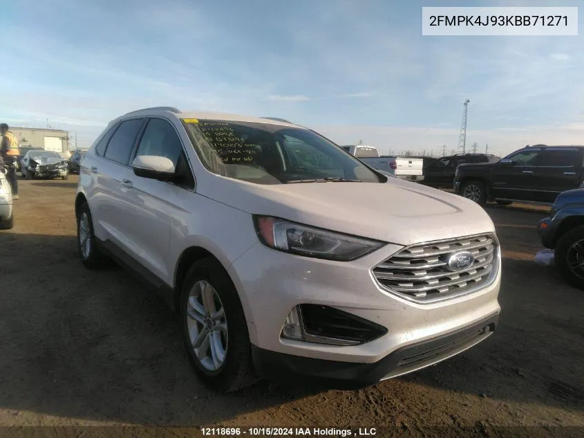 2019 Ford Edge Sel VIN: 2FMPK4J93KBB71271 Lot: 12118696