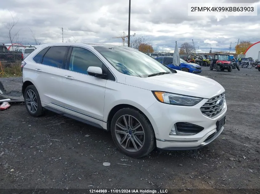 2019 Ford Edge Titanium VIN: 2FMPK4K99KBB63903 Lot: 12144969