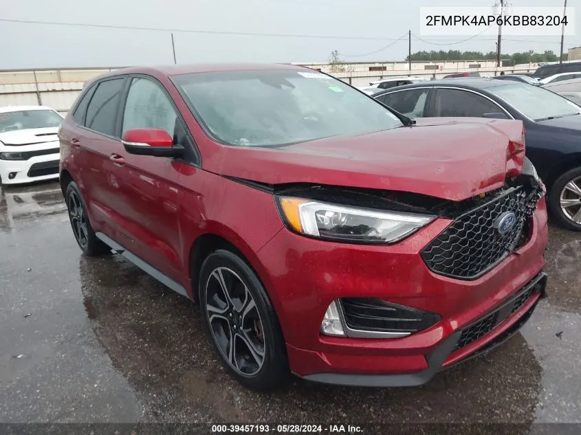 2019 Ford Edge St VIN: 2FMPK4AP6KBB83204 Lot: 39457193