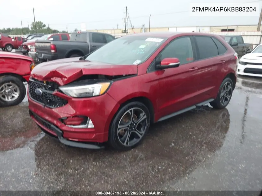 2019 Ford Edge St VIN: 2FMPK4AP6KBB83204 Lot: 39457193