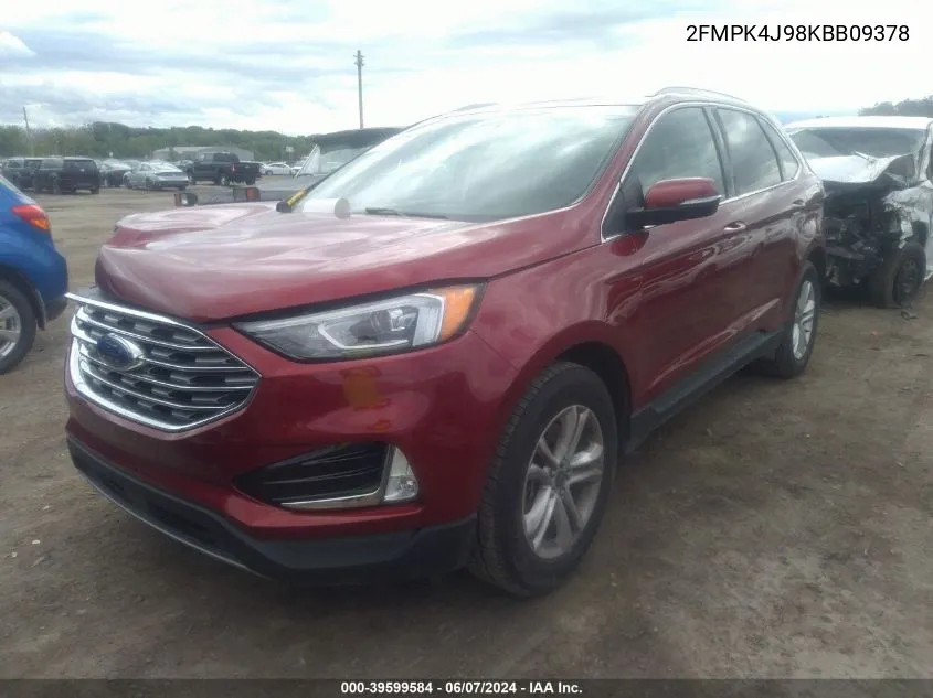 2019 Ford Edge Sel VIN: 2FMPK4J98KBB09378 Lot: 39599584