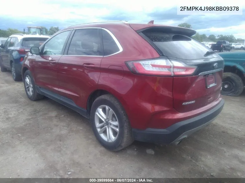 2019 Ford Edge Sel VIN: 2FMPK4J98KBB09378 Lot: 39599584