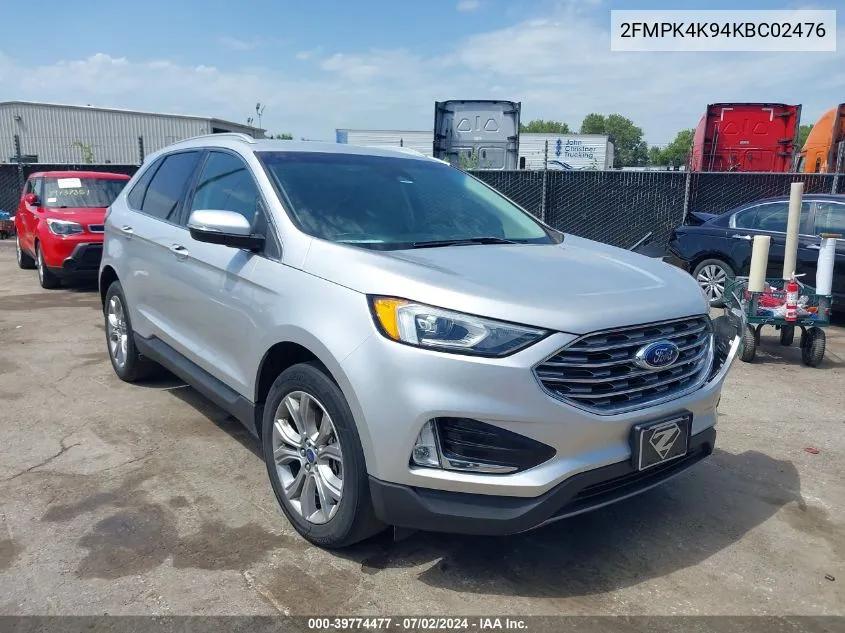 2FMPK4K94KBC02476 2019 Ford Edge Titanium