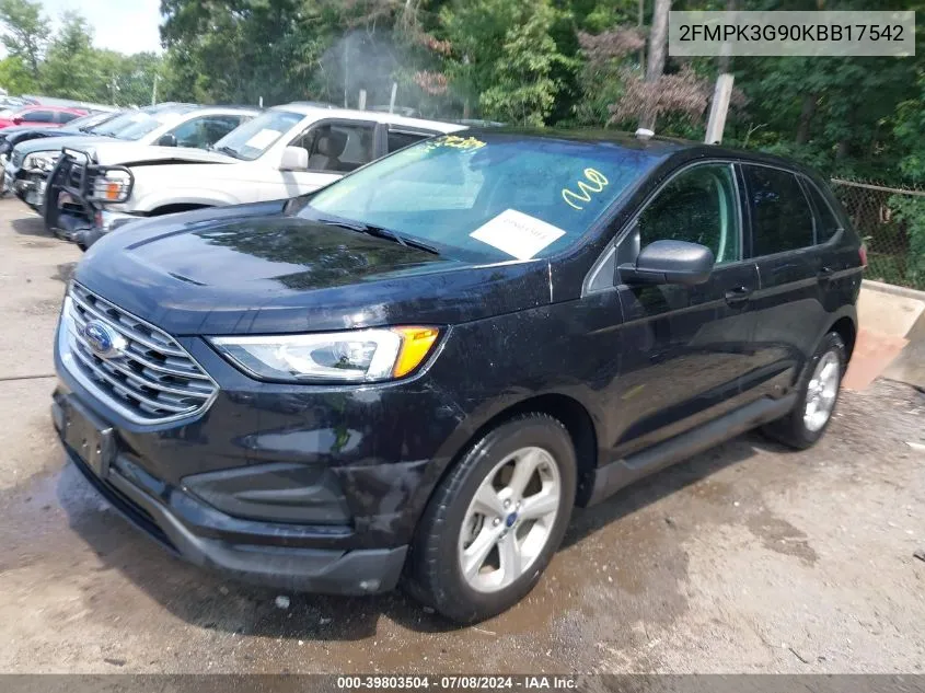 2019 Ford Edge Se VIN: 2FMPK3G90KBB17542 Lot: 39803504