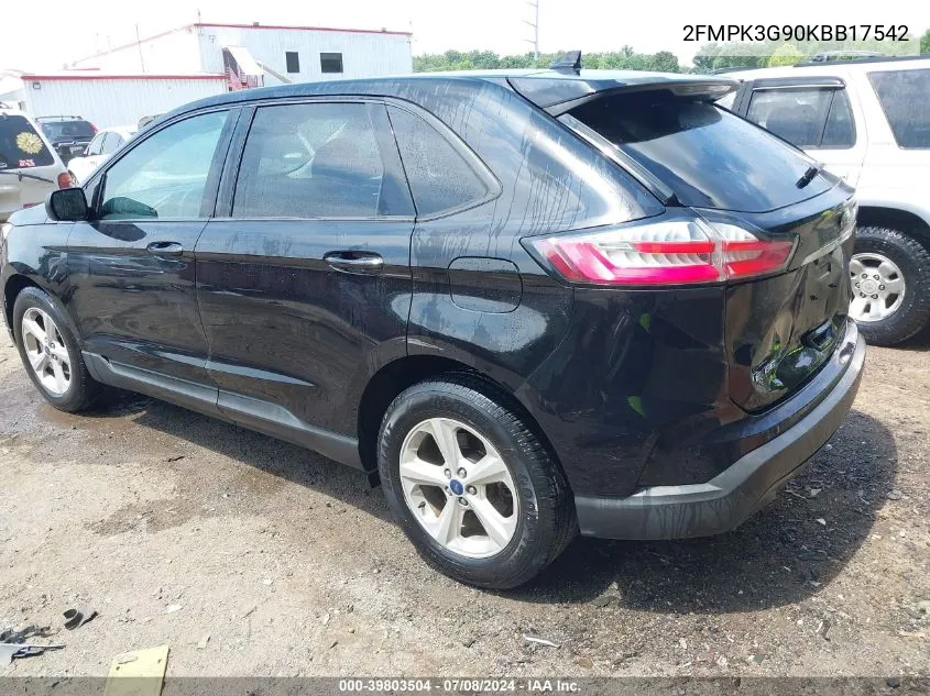 2FMPK3G90KBB17542 2019 Ford Edge Se