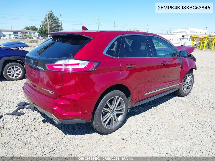 2019 Ford Edge Titanium VIN: 2FMPK4K98KBC63846 Lot: 39819492