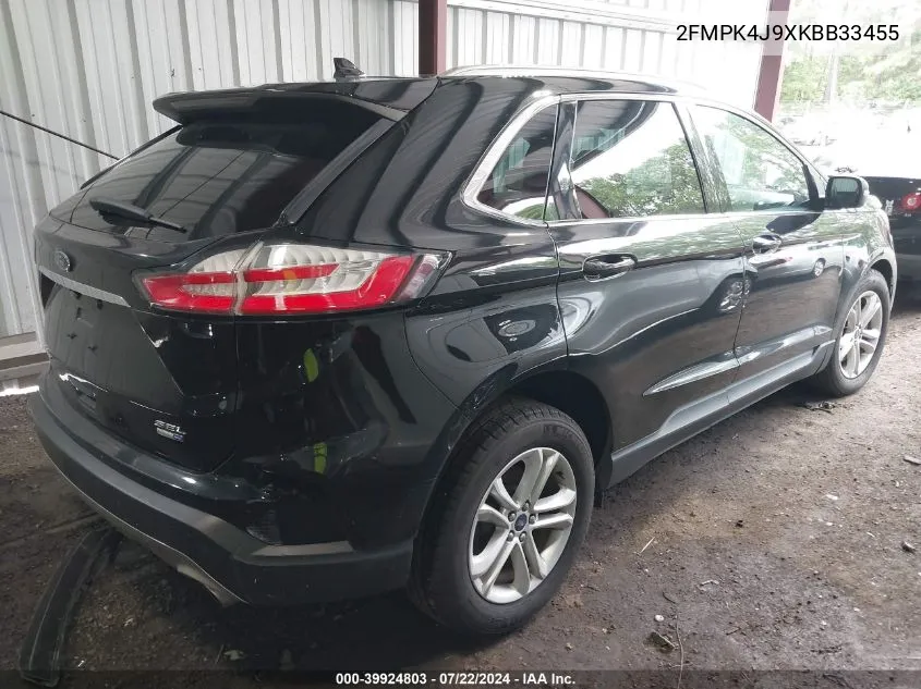 2019 Ford Edge Sel VIN: 2FMPK4J9XKBB33455 Lot: 39924803