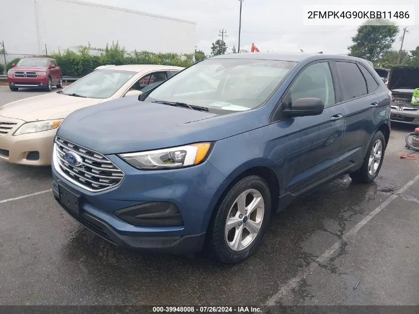 2019 Ford Edge Se VIN: 2FMPK4G90KBB11486 Lot: 39948008