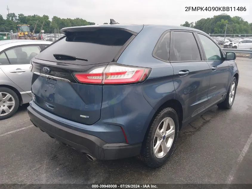 2019 Ford Edge Se VIN: 2FMPK4G90KBB11486 Lot: 39948008