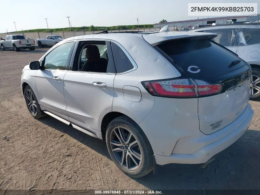 2019 Ford Edge Titanium VIN: 2FMPK4K99KBB25703 Lot: 39978845