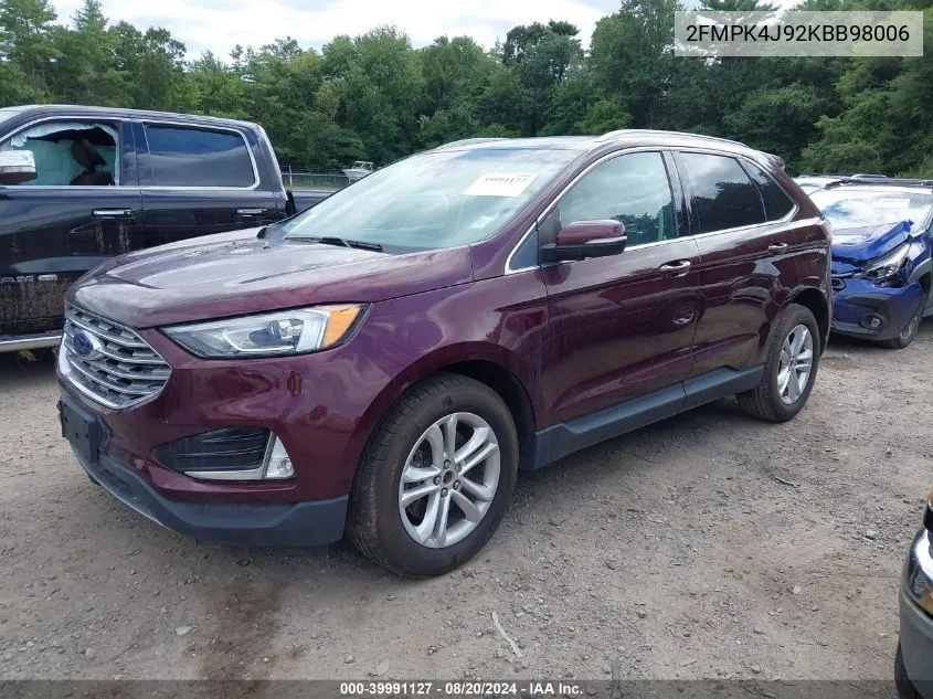 2FMPK4J92KBB98006 2019 Ford Edge Sel