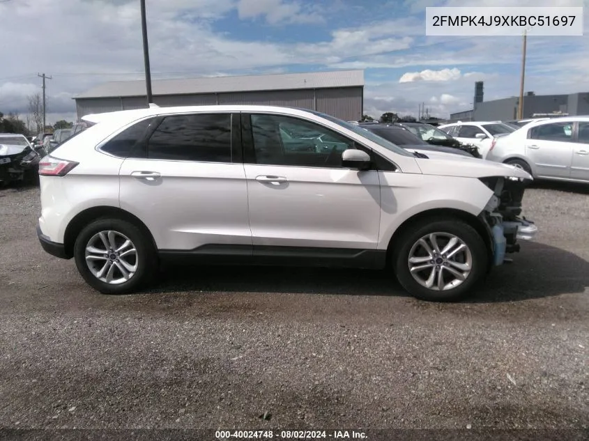 2019 Ford Edge Sel VIN: 2FMPK4J9XKBC51697 Lot: 40024748