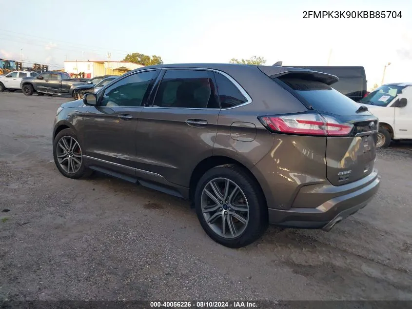 2019 Ford Edge Titanium VIN: 2FMPK3K90KBB85704 Lot: 40056226