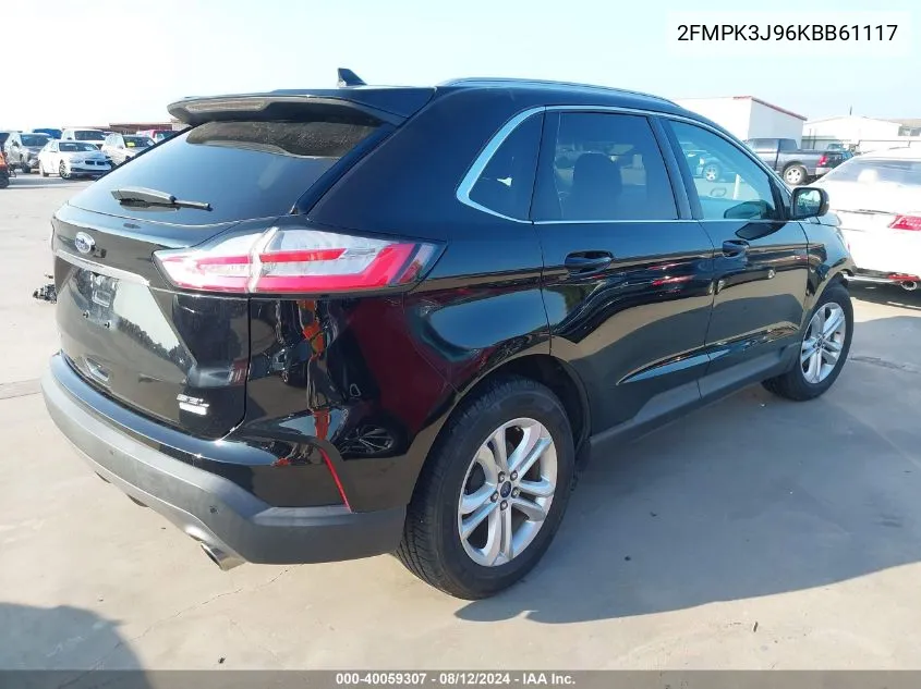 2019 Ford Edge Sel VIN: 2FMPK3J96KBB61117 Lot: 40059307